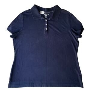 Riders by Lee Women’s Short Sleeve Polo Shirt Size 2XL, Solid Navy Blue